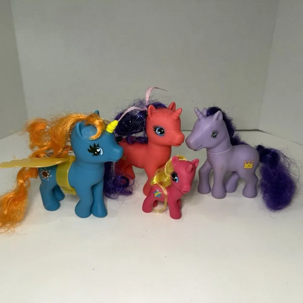 Gi-Go Pony Figure Lot 4 Pegasus w/ Removable Wings Unicorn Brushable Hair Toy